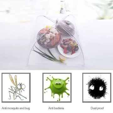 FOOEN (6 Pack) Pop-Up Outside Picnic Mesh Food Covers Tent Umbrella for Outdoors and Camping Food Net Cover Keep out Flies Mosquitoes Ideal for Parties BBQ, Reusable and Collapsible 17 x 17inches