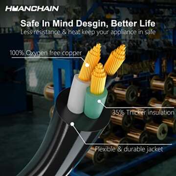 HUANCHAIN Black Outdoor Extension Cord 25 FT Waterproof, Flexible 16/3 Gauge Heavy Duty Power Cord E...