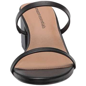 Amazon Essentials Women's Thin Two Strap Heeled Slide, Black, 10
