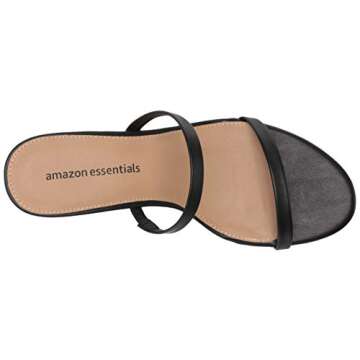 Amazon Essentials Women's Thin Two Strap Heeled Slide, Black, 10