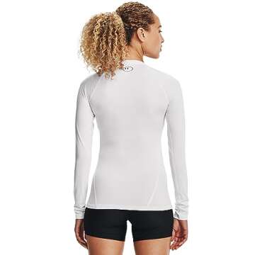 Under Armour Womens HeatGear Compression Long-Sleeve T-Shirt Sweatshirt, White, Large US