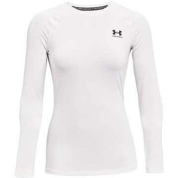 Under Armour Womens HeatGear Compression Long-Sleeve T-Shirt Sweatshirt, White, Large US
