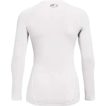 Under Armour Womens HeatGear Compression Long-Sleeve T-Shirt Sweatshirt, White, Large US