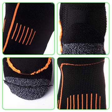 Men's 5-Pack Black Cushioned Anti Odor Blister Proof Quarter Crew Compression Running Socks, Size 7-12