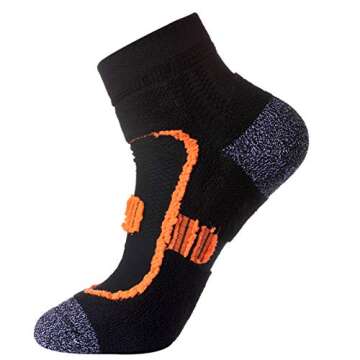 Men's 5-Pack Black Cushioned Anti Odor Blister Proof Quarter Crew Compression Running Socks, Size 7-12