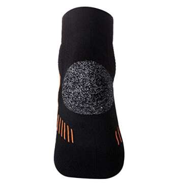 Men's 5-Pack Black Cushioned Anti Odor Blister Proof Quarter Crew Compression Running Socks, Size 7-12