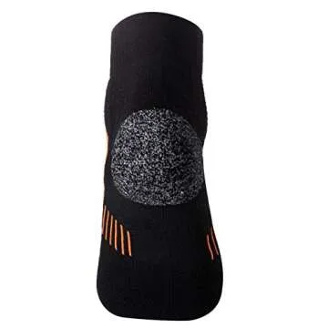 Men's 5-Pack Black Cushioned Anti Odor Blister Proof Quarter Crew Compression Running Socks, Size 7-12