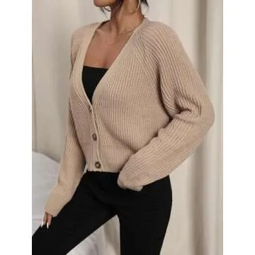 Stylish MakeMeChic Women's Cropped Cardigan Sweater