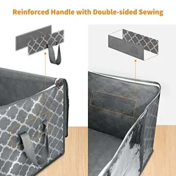 90 L Large Storage Bag Clothes Storage Organizer with Durable Handles for Closet Storage, Comforter, Blanket, Clothing, Bedding and Toys 6 Pack