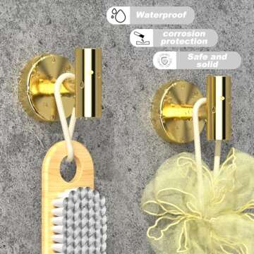 stusgo Gold Towel Hooks Bathroom Coat Hook Robe Hooks for Wall, Stainless Steel Heavy Duty Door Hanger Wall Hooks Matte Gold Bathroom Hooks for Towels, 4 Pack