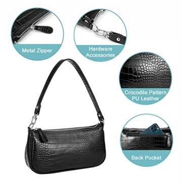 Chic Loiral Retro Shoulder Bag for Women, Black Tote