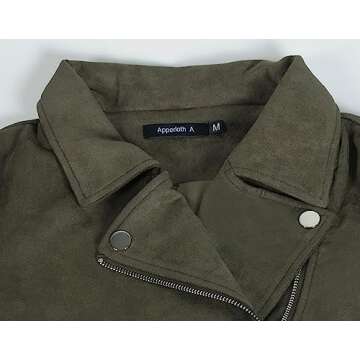 Apperloth A Women’s Solid Long Sleeve Faux Suede Motorcycle Jackets Zipper Short Coats