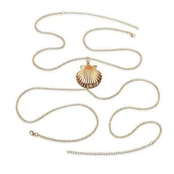 Yomiie Body Chain Layered Sexy Gold Tassels Shell Pearl Necklace Fashion Jewelry Belly Waist Bra Hot...