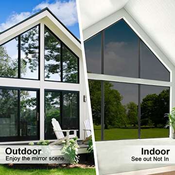 One Way Window Privacy Film, Home Window Tint Reflective Window Film See Out Not in Sun Blocking Ant...