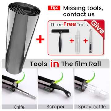 One Way Window Privacy Film, Home Window Tint Reflective Window Film See Out Not in Sun Blocking Anti UV Mirror Window Clings Daytime Privacy Door Window Covering with 3 Tools, 17.5 * 78.7 Inch