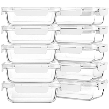 M MCIRCO 10-Pack 22 Oz Glass Meal Prep Containers - Durable, Eco-Friendly Kitchen Essential