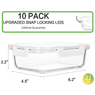 M MCIRCO Glass Meal Prep Containers 10-Pack for Healthy Cooking