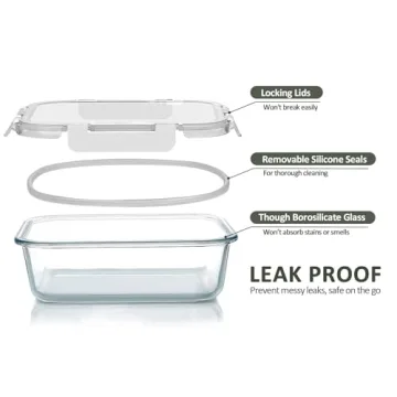 M MCIRCO Glass Meal Prep Containers 10-Pack for Healthy Cooking
