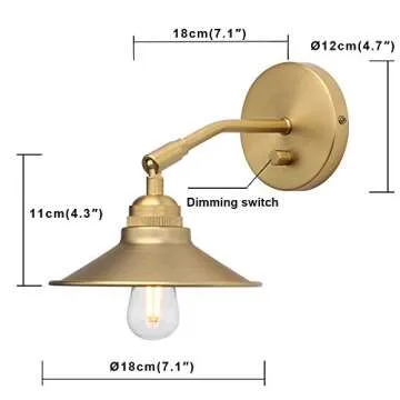 Yosoan Vintage Wall Sconce, 2-Pack Antique Dimmable Switch Industrial Metal Fixture Lighting Lamp fo...