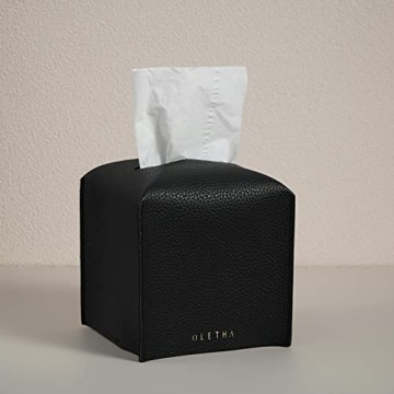 OLETHA Square Tissue Box Cover - Aesthetic Desk Decor for Room, Home & Office - Tissues Cube Boxes H...