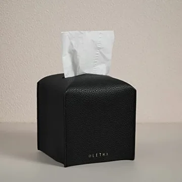 OLETHA Square Tissue Box Cover - Aesthetic Desk Decor for Room, Home & Office - Tissues Cube Boxes H...