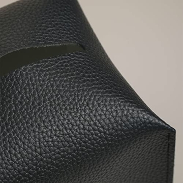 OLETHA Square Tissue Box Cover - Aesthetic Desk Decor for Room, Home & Office - Tissues Cube Boxes Holder - Black