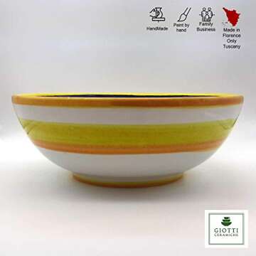 Large Ceramic Bowl for kitchen - Italian dinnerware pasta bowl - Yellow White Blue Lemon serving tra...