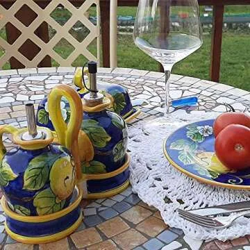 Large Ceramic Bowl for kitchen - Italian dinnerware pasta bowl - Yellow White Blue Lemon serving tray - Hand painted Tuscan pottery bowls - Made in Italy plates - Ceramics salad tuscan soul platter