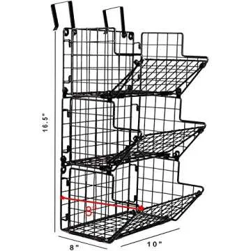 Under Sink Organizers and Storage Hanging Fruit Basket Inside Cabinet Metal Wire 3 Tier Organizer Ki...