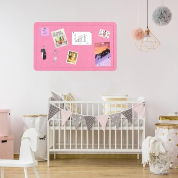 Vuzvuv Pink 28"x16" Large Cork Board for Home Office