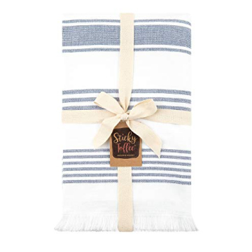 Sticky Toffee Bath Towel Turkish Towel 100% Cotton, Hammam White Towel, Soft and Absorbent Terry Backing, Oversized 65 in x 35 in, Navy