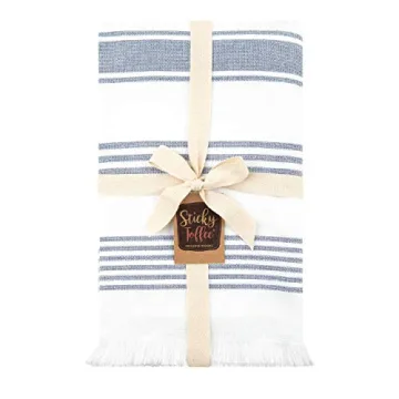 Sticky Toffee Bath Towel Turkish Towel 100% Cotton, Hammam White Towel, Soft and Absorbent Terry Backing, Oversized 65 in x 35 in, Navy