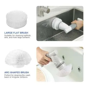 LANMU Power Scrubber Wand Handle Compatible with Scrub Daddy/Mommy Sponges, Electric Spin Scrubber with 5 Replaceable Cleaning Brush Heads for Sink, Stove, Window(Sponge Not Included)