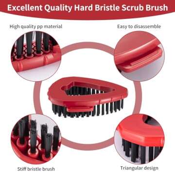 2 Pcs Scrub Brush Replacement Head for O Cedar EasyWring Spin Mop 1 Tank System, Shower Floor Scrubber, Microfiber Triangle Hard Bristle Cleaning Brush for Bathroom Kitchen Pool, Glass and Tile Walls