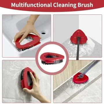 2 Pcs Scrub Brush Replacement Head for O Cedar EasyWring Spin Mop 1 Tank System, Shower Floor Scrubber, Microfiber Triangle Hard Bristle Cleaning Brush for Bathroom Kitchen Pool, Glass and Tile Walls