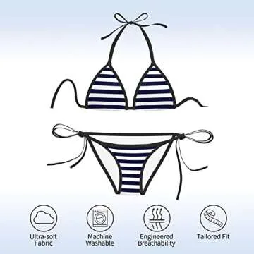 Gianlaima Stylish Navy White Striped Bikini for Ladies