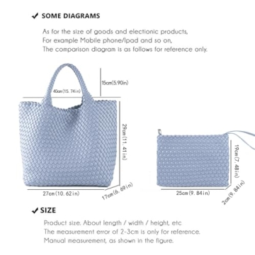 JINMANXUE Fashion Woven Bag Shopper Bag Travel Handbags and Purses Women Tote Bag Large Capacity Shoulder Bags (Sky blue)