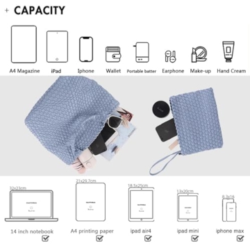 JINMANXUE Fashion Woven Bag Shopper Bag Travel Handbags and Purses Women Tote Bag Large Capacity Shoulder Bags (Sky blue)