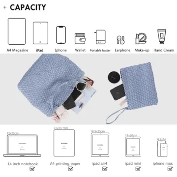 JINMANXUE Fashion Woven Bag Shopper Bag Travel Handbags and Purses Women Tote Bag Large Capacity Shoulder Bags (Sky blue)