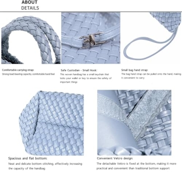 JINMANXUE Fashion Woven Bag Shopper Bag Travel Handbags and Purses Women Tote Bag Large Capacity Shoulder Bags (Sky blue)