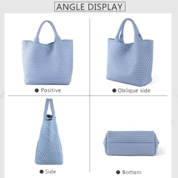 JINMANXUE Fashion Woven Bag Shopper Bag Travel Handbags and Purses Women Tote Bag Large Capacity Shoulder Bags (Sky blue)