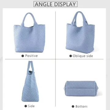 JINMANXUE Fashion Woven Bag Shopper Bag Travel Handbags and Purses Women Tote Bag Large Capacity Shoulder Bags (Sky blue)