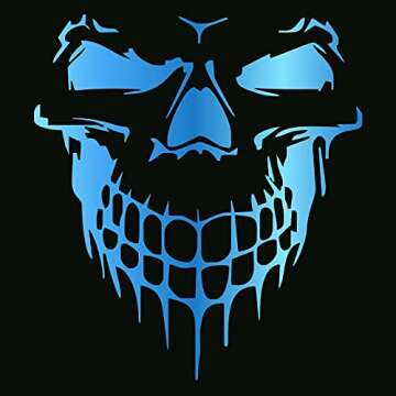 HungMieh Skull Stickers Chrome Blue for Cars 6.97"