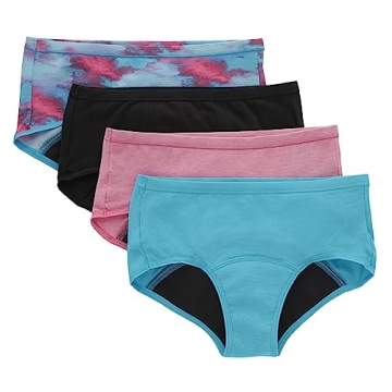 Hanes Girls' Big Comfort Period Panties - 4 Pack, Leak Protection