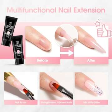ROSALIND Soft Pink & Pearl Pink Nail Extension Gel Kit