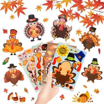48 Sheets Thanksgiving Stickers for Kids, Make a Turkey Stickers DIY Thanksgiving Crafts Party Favors Supplies for Kids Classroom Thanksgiving Games Activities Fall Harvest Thanksgiving Decorations