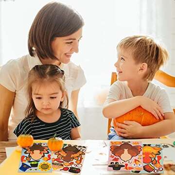 48 Sheets Thanksgiving Stickers for Kids, Make a Turkey Stickers DIY Thanksgiving Crafts Party Favors Supplies for Kids Classroom Thanksgiving Games Activities Fall Harvest Thanksgiving Decorations