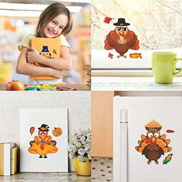48 Sheets Thanksgiving Stickers for Kids, Make a Turkey Stickers DIY Thanksgiving Crafts Party Favors Supplies for Kids Classroom Thanksgiving Games Activities Fall Harvest Thanksgiving Decorations
