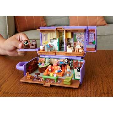 Polly Pocket Friends Compact Playset with 6 Character Dolls & 9 Accessories, Coffee Cup Exterior, Co...