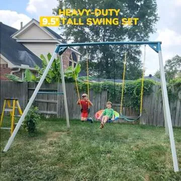 Hapfan 9.5' Heavy Duty Tall Swing Sets for Backyard Fun